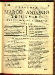 Tragedia  Marco Antonio triunviro.