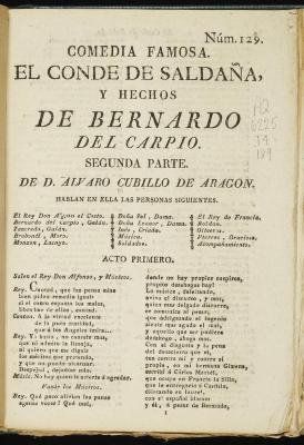 El conde de Saldaña, y hechos de Bernardo del Carpio.