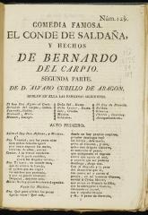 El conde de Saldaña, y hechos de Bernardo del Carpio.
