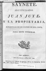 Saynete, intitulado Juan Juye, y la propietaria,