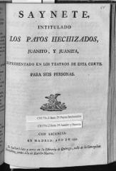 Saynete, intitulado Los payos hechizados, Juanito, y Juanita,