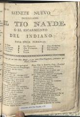 Saynete nuevo intitulado: El tio Nayde, ó El escarmiento del indiano.