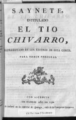 Saynete, intitulado El tio Chivarro,