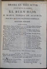 Drama en tres actos intitulado El buen hijo, ó Maria Teresa de Austria /