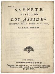 Saynete, intitulado Los aspides.