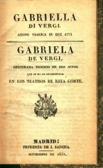 Gabriella di Vergi : azione tragica in due atti / Gabriela de Vergi :