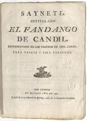Saynete, intitulado El fandango de candil,
