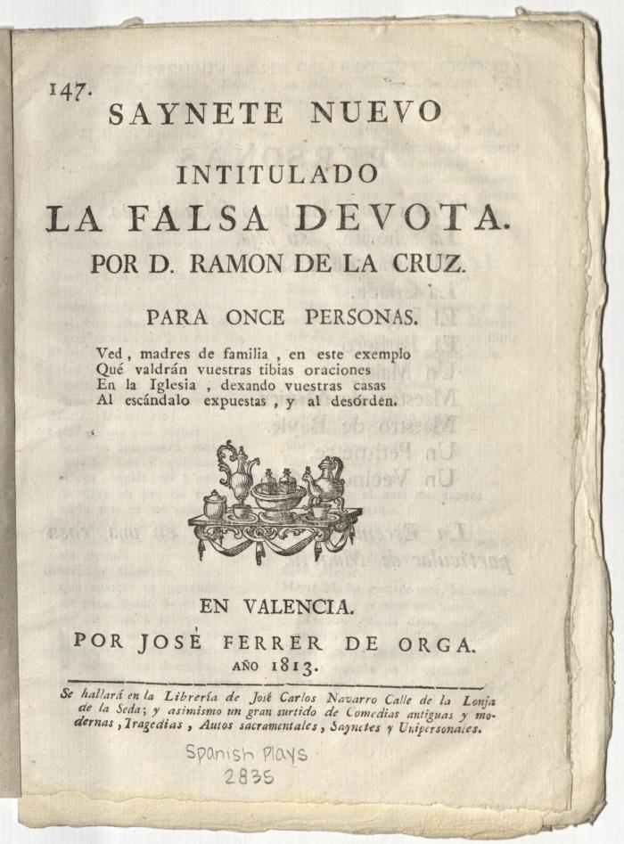 Saynete nuevo intitulado La falsa devota.