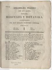 Melodrama trágico en un acto, titulado: Hércules y Deyanira /