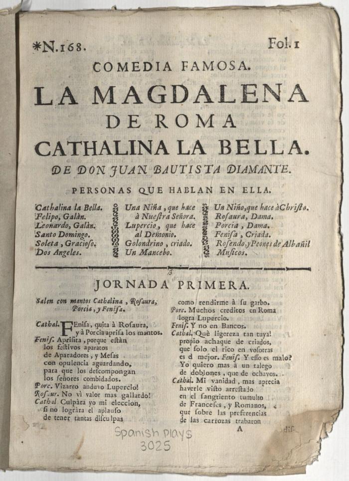 Comedia famosa. La Magdalena de Roma Cathalina la bella. /