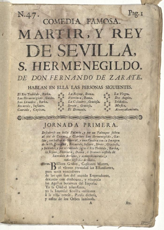 Comedia famosa. Martir, y Rey de Sevilla, S.Hermenegildo.