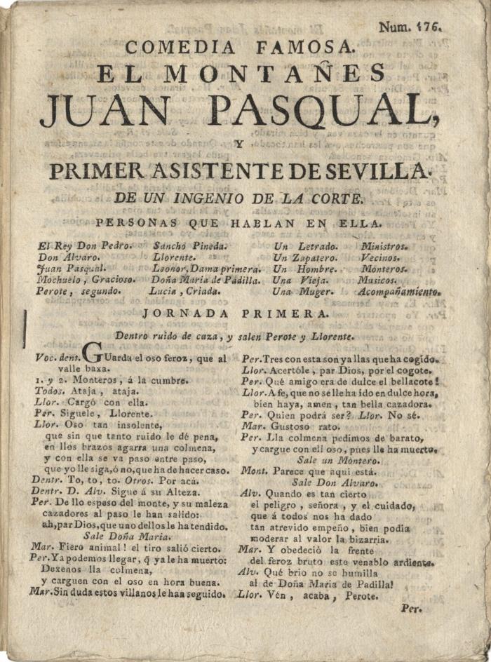 Comedia famosa. El montañes Juan PasCual, y primer asistente de Sevilla.