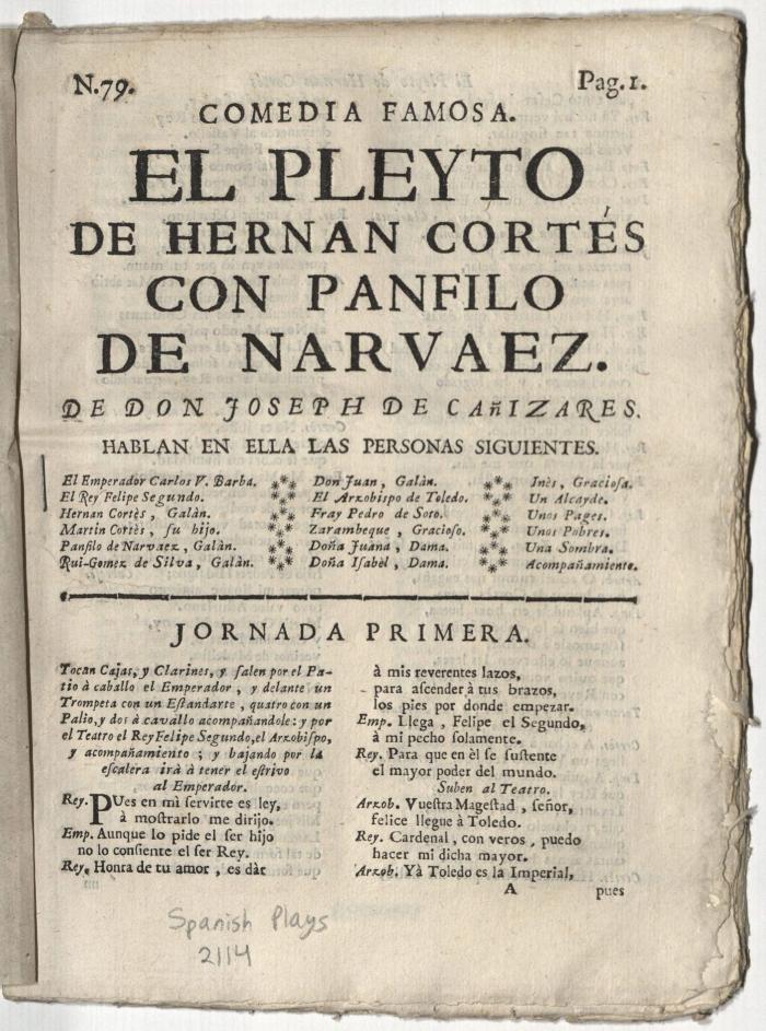 Comedia famosa. El pleyto de Hernan Cortés con Panfilo de Narvaez.