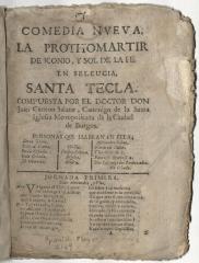 Comedia nueva, La prothomartir de Iconio, y sol de la fe en Seleucia, Santa Tecla.