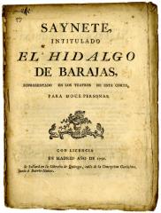 Saynete, intitulado El hidalgo de Barajas :