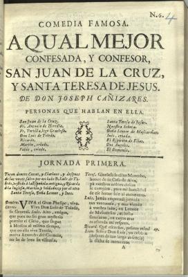 BPL_Cani_AQua_G.3354.2 vol.1_a.jpg;Comedia famosa. A qual mejor confesada, y confesor, San Juan de la Cruz, y Santa Teresa de Jesus /