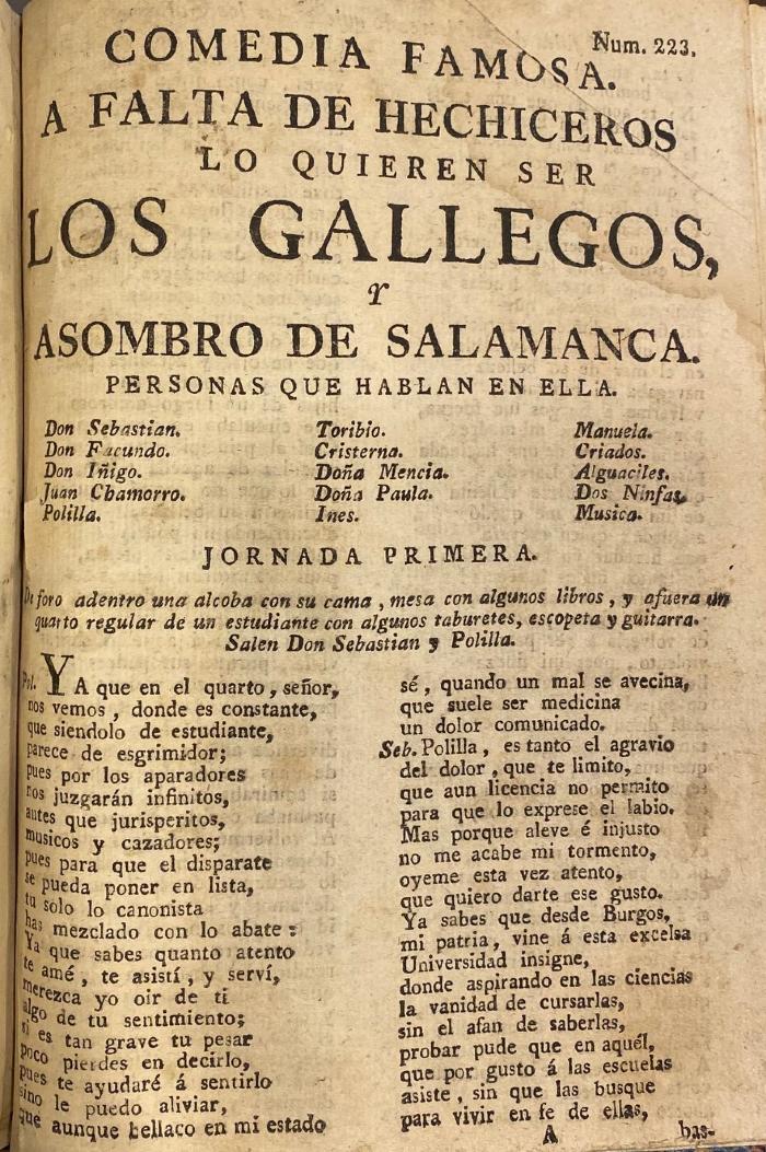 Comedia famosa. A falta de hechiceros lo quieren ser los Gallegos, y asombro de Salamanca.