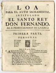 Loa para el auto sacramental, intitulado: El santo rey don Fernando.