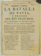La batalla de Pavia y prision del rey Francisco /