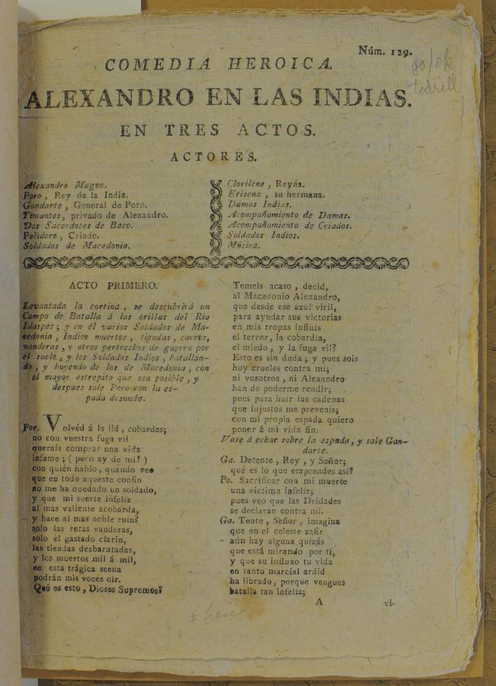 Alexandro en las Indias :