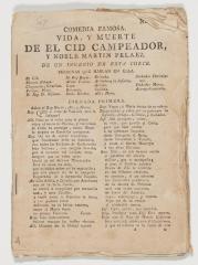 Vida y muerte de el Cid Campeador, y noble Martin Pelaez /