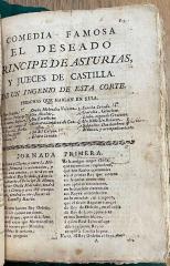 Comedia famosa El deseado principe de Asturias, y jueces de Castilla /