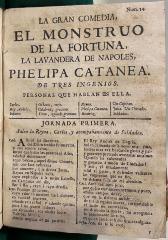 La gran comedia, el monstruo de la fortuna, la lavandera de Napoles, Phelipa Catanea.