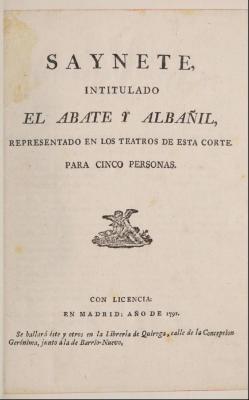 Saynete intitulado El abate y albañil.