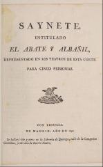 Saynete intitulado El abate y albañil.