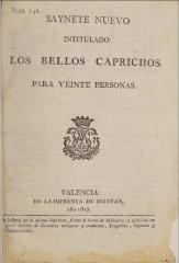 Saynete intitulado Los bellos caprichos.