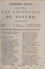 Entremés nuevo titulado Las caperuzas de Sancho.