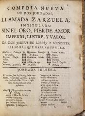 Comedia nueva de dos jornadas, llamada zarzuela, intitulada :
