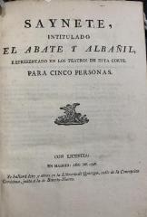 Saynete, intitulado El abate y albañil :