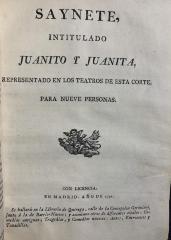 Saynete, intitulado Juanito y Juanita :