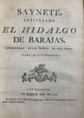 Saynete, intitulado El Hidalgo de Barajas :