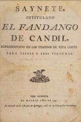 Saynete intitulado El fandango de candil.