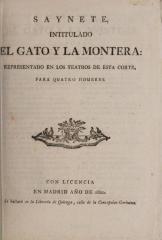 Saynete intitulado El gato y la montera.