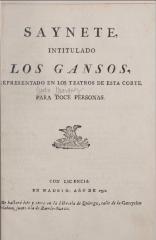 Saynete intitulado Los gansos.