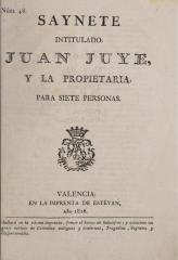 Saynete intitulado Juan Juye y la propietaria.