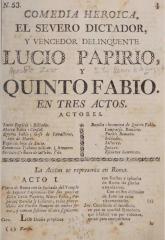 El severo dictador y vencedor delinquente, Lucio Papirio, y Quinto Fabio :