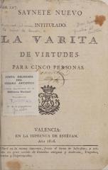Saynete nuevo intitulado La varita de virtudes.