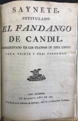 Saynete, intitulado El fandango de Candil :