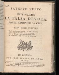 Saynete nuevo intitulado La falsa devota /