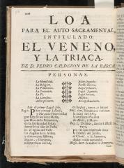 Loa para el auto sacramental intitulado El veneno y la triaca /