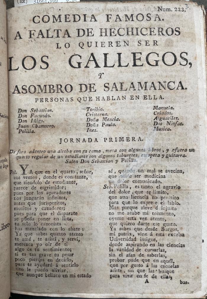 Comedia famosa. A falta de hechiceros lo quieren ser los gallegos, y asombro de Salamanca.