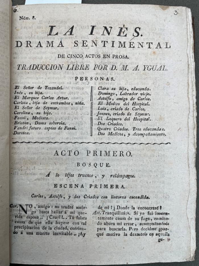 La Inés. Drama sentimental de cinco actos en prosa.