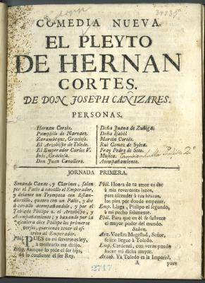 Comedia nueva. El pleyto de Hernan Cortes. /