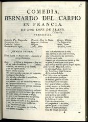 Comedia. Bernardo del Carpio en Francia. /