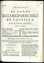 Tragedia. El conde D. Garci-Sanchez de Castilla. /