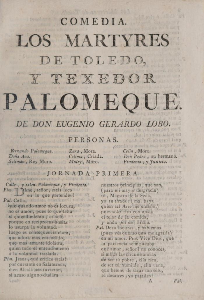 Los martyres de Toledo, y texedor Palomeque :